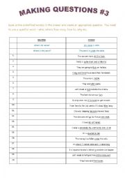 English Worksheet: Making Questions #3