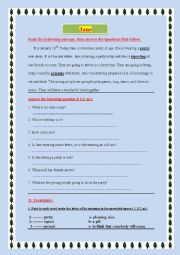 English Worksheet: 4th form exam ( Janes party)