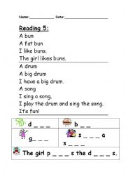 English Worksheet: Phonics Reading 5