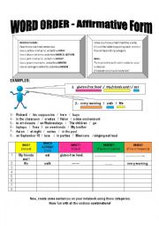 English Worksheet: Word order - Affirmative