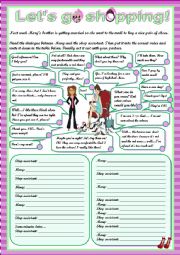 English Worksheet: LETS GO SHOPPING - dialogue / role playing