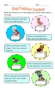 English Worksheet: Dog Fashion Contest