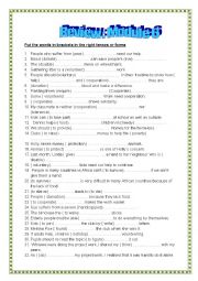 English Worksheet: 9th form module6: a review