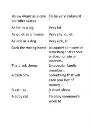 English Worksheet: Animal idioms