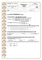 English Worksheet: Mid-term    test 3   // 1st year  Tunisian sts