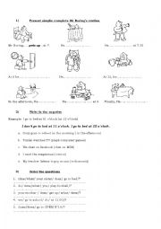 English Worksheet: Mr Borings routine_Present Simple