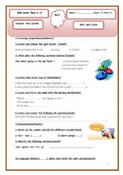 English Worksheet: Mid-term test N:3