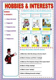 English Worksheet: HOBBIES / FREE TIME / INTERESTS