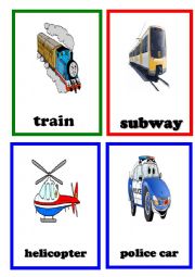 English Worksheet: vehicles flash cards