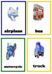 English Worksheet: vehicles flash cards 2