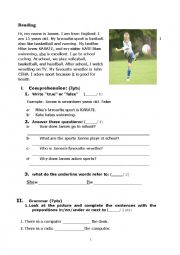 English Worksheet: exam 1st year