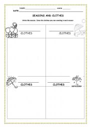 English Worksheet: Seasons and Clothes