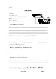 English Worksheet: book report