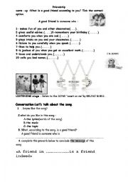 English Worksheet: friendship for ever