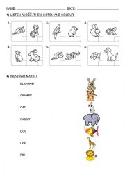 English Worksheet: 1st grade Test - animals