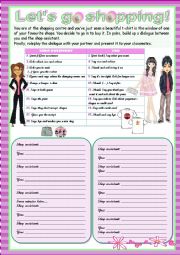 English Worksheet: LETS GO SHOPPING! - Dialogue building