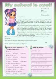 English Worksheet: MY SCHOOL IS COOL! - Reading (with Key)