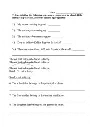 English Worksheet: Quiz on Possessive Nouns