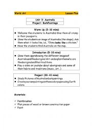 English Worksheet: Art Lesson Plan