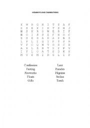 English Worksheet: Puzzle about Holidays and Celebrations