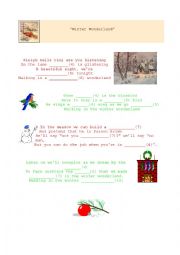 English Worksheet: Winter Wonderland Song Gap Fill