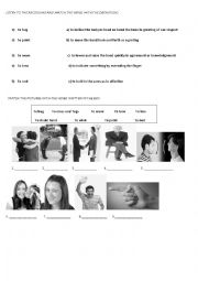 English Worksheet: Body Language and Gestures
