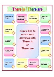 English Worksheet: There is / There are sentence matching exercise