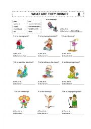 English Worksheet: What Are They Doing 1 - Present Continuous