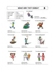 English Worksheet: What Are They Doing 2 - Present Continuous