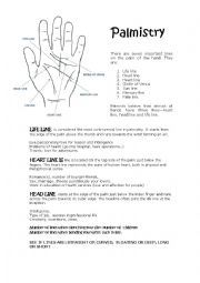 English Worksheet: Palmistry. The future in your hands.