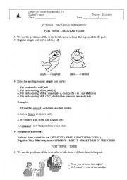 English Worksheet: Simple past regular and past of verb to be