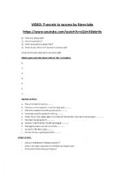 English Worksheet: 7 secrets to success by Steve Jobs