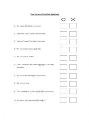 English Worksheet: Pixars La Luna (True/False Quiz)