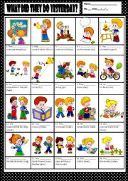 English Worksheet: PAST SIMPLE - WHAT DID THEY DO YESTERDAY? + KEY
