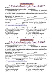 English Worksheet: A typical schoolday in Great Britain