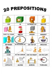 English Worksheet: 20 PREPOSITIONS OF PLACE