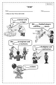 English Worksheet: Verb TO BE for children