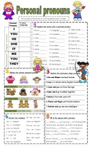 English Worksheet: Personal pronouns 