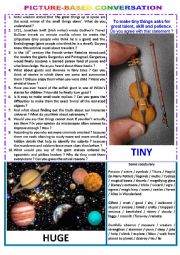 English Worksheet: Picture-based conversation : topic 64 - huge vs tiny