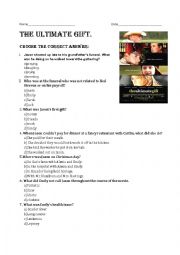 English Worksheet: The Ultimate Gift - movie quiz