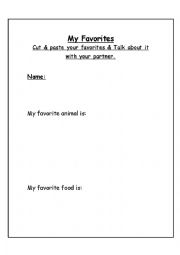 English Worksheet: favorites