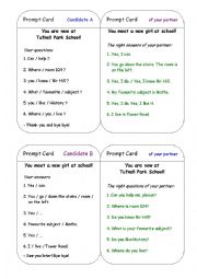 English Worksheet: Role play - At the new school