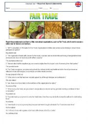 English Worksheet: Reported Speech statements - Fair Trade