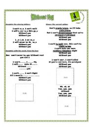 English Worksheet: WITHOUT YOU