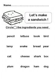 Sandwiches ingredients