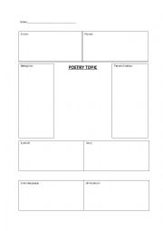 English Worksheet: Poetry Form Graphic Organizer
