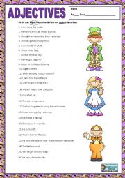 English Worksheet: ADJECTIVES