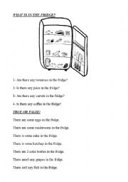 English Worksheet: What is in the fridge?