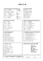 English Worksheet: verb to be