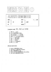 English Worksheet: Verb to be